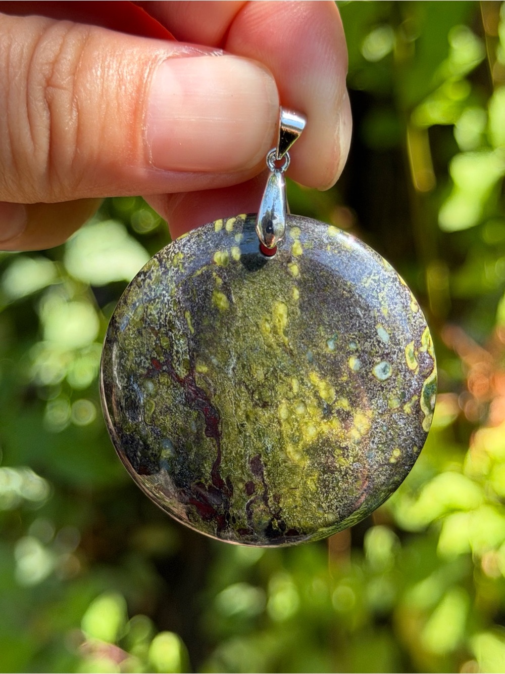 Sterling silver 925 stamped round blood stone pendant 2074 - Picture 4 of 6